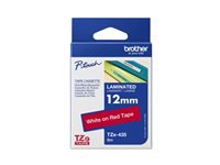 Tape/12mm white on red f P-Touch