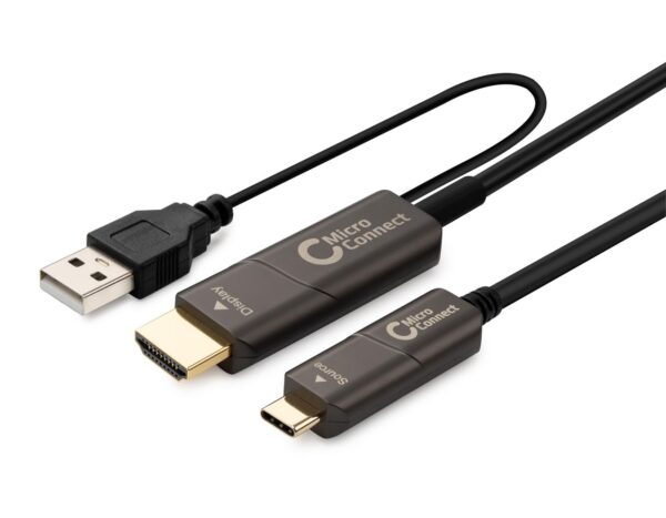 MicroConnect USB-C HDMI fiber cable 10m