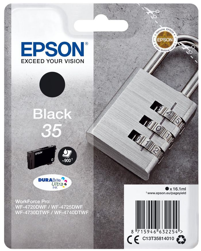 Padlock Singlepack Black 35
