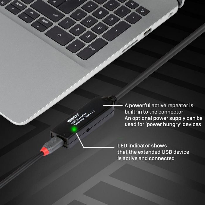 Lindy 20m USB 3.0 Active Extension - Bilde 7