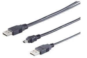 MicroConnect 2x A plug to 5 pin mini B plug