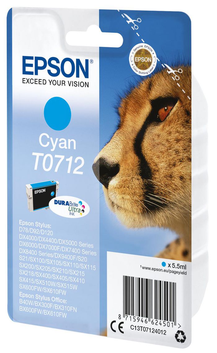 EPSON T0712 ink cartridge Cyan 6 ml - Bilde 2
