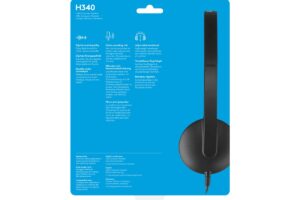 Logitech H340 Wired USB-A Headset - Noise Canceling Mic, Black, 1.8m Cable