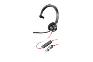 HP Poly Blackwire 3310 Monaural USB-C Headset +USB-C/A Adapter