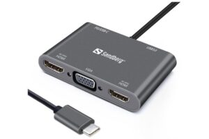 Sandberg USB-C Dock 2xHDMI+1xVGA+USB+PD