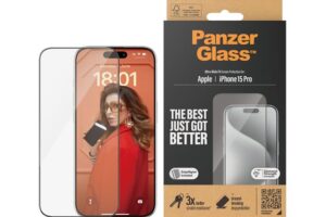 PanzerGlass® Screen Protector iPhone 15 Pro | Ultra-Wide Fit w. EasyAligner